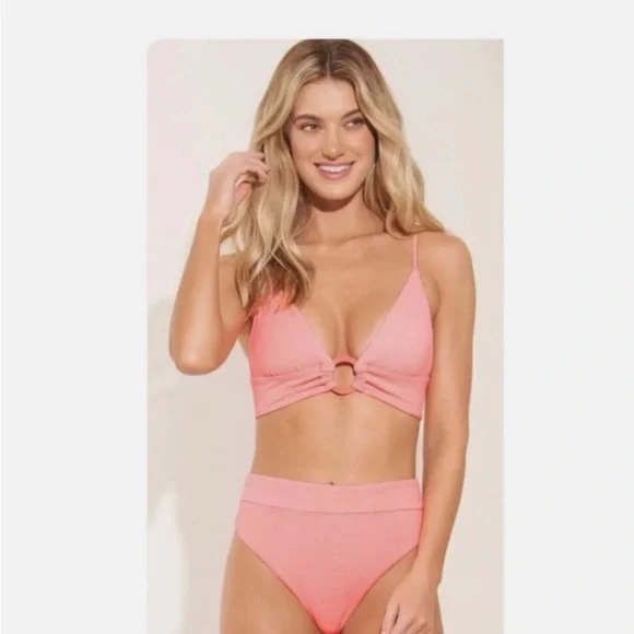 SET - Maaji coral/peony shine Suzy q reversible bikini - medium. nwot - Picture 3 of 11